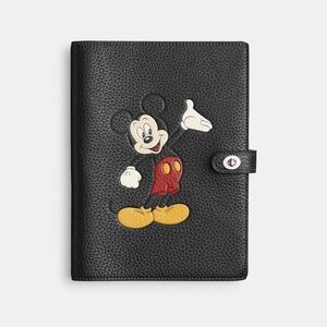 Disney X Coach Notebook In Regenerative Leather With Mickey Mouse